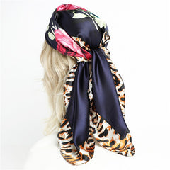 2023 Fashion Silk Square Scarf Soft Neckerchief Flower Print Headscarf