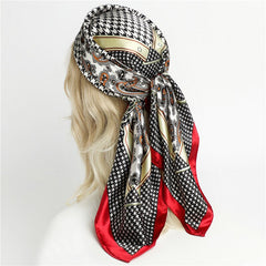 2023 Fashion Silk Square Scarf Soft Neckerchief Flower Print Headscarf