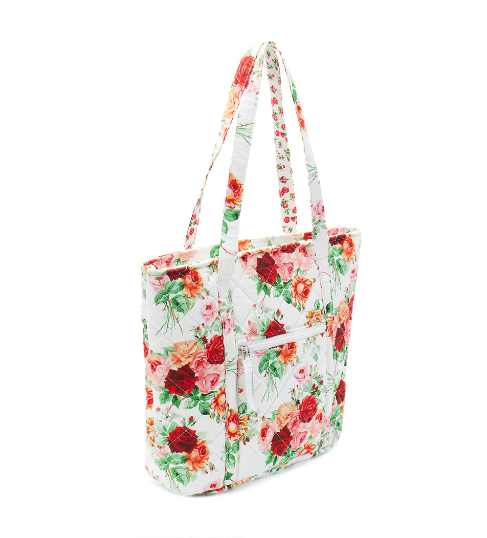Quilted Tote Bag Rose Pattern