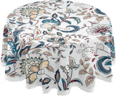 Flowers Table Cloth Classic Style Polyester White Lace Tablecloth Round Design