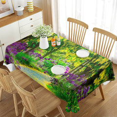Cotton Tablecloth Flowers Plant Spring Theme Dining Room Outdoor