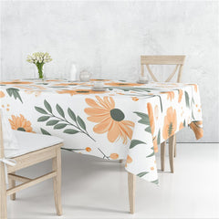 Pastoral Scattered Flower Flax Linen Tablecloth Dustproof Cover Heat Resistant For Kitchen Dining Room Multiple Sizes