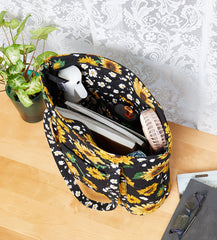 100% Cotton Quilted Tote Bag Sunflower Pattern