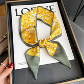 Flower pattern yellow soft scarf long neckband Silk Scarves