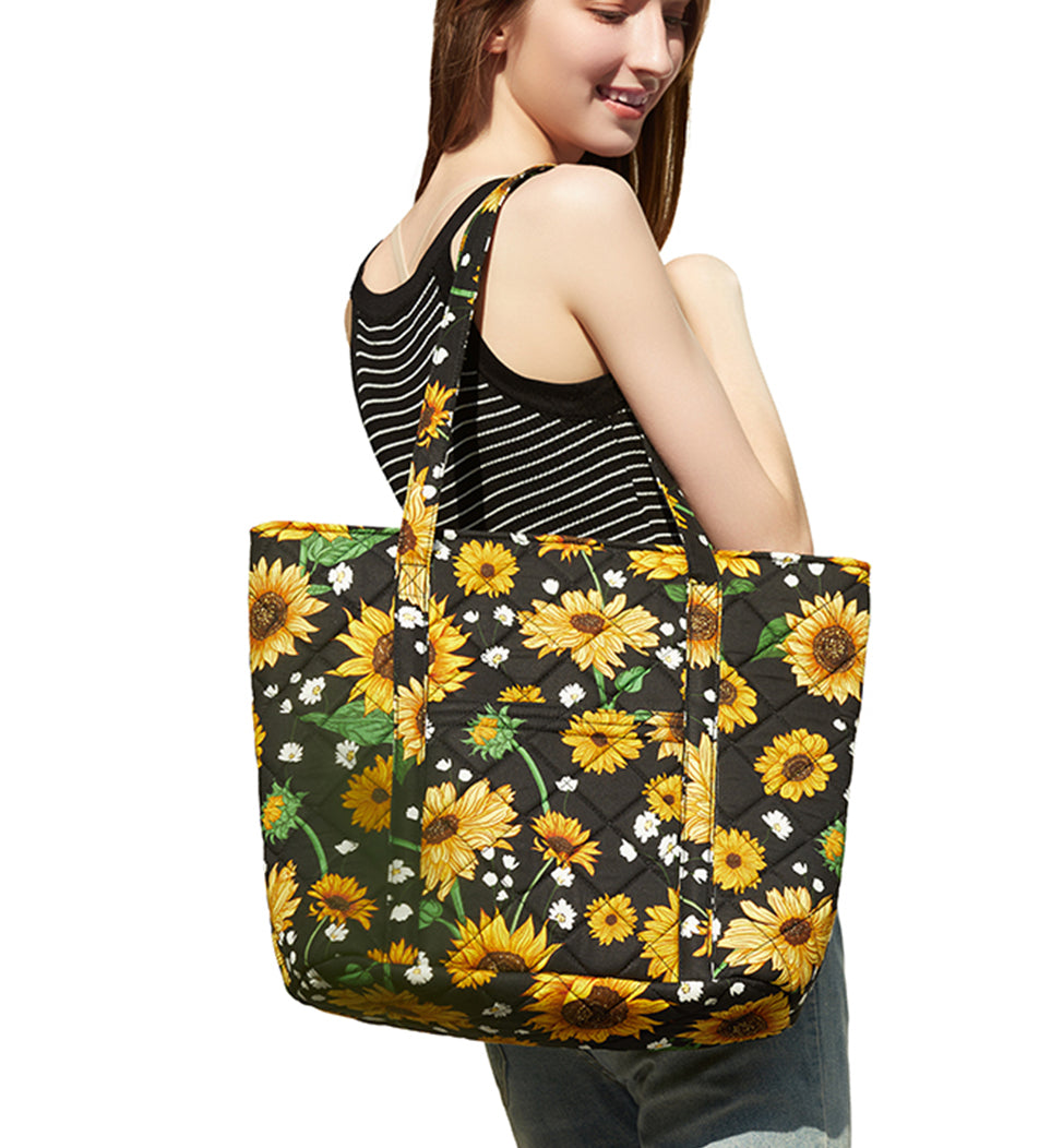Quilted Tote Bag Sunflower Pattern