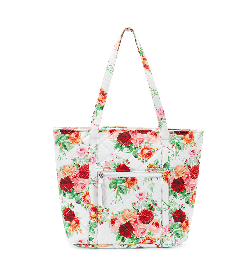 100% Cotton Quilted Tote Bag Rose Pattern
