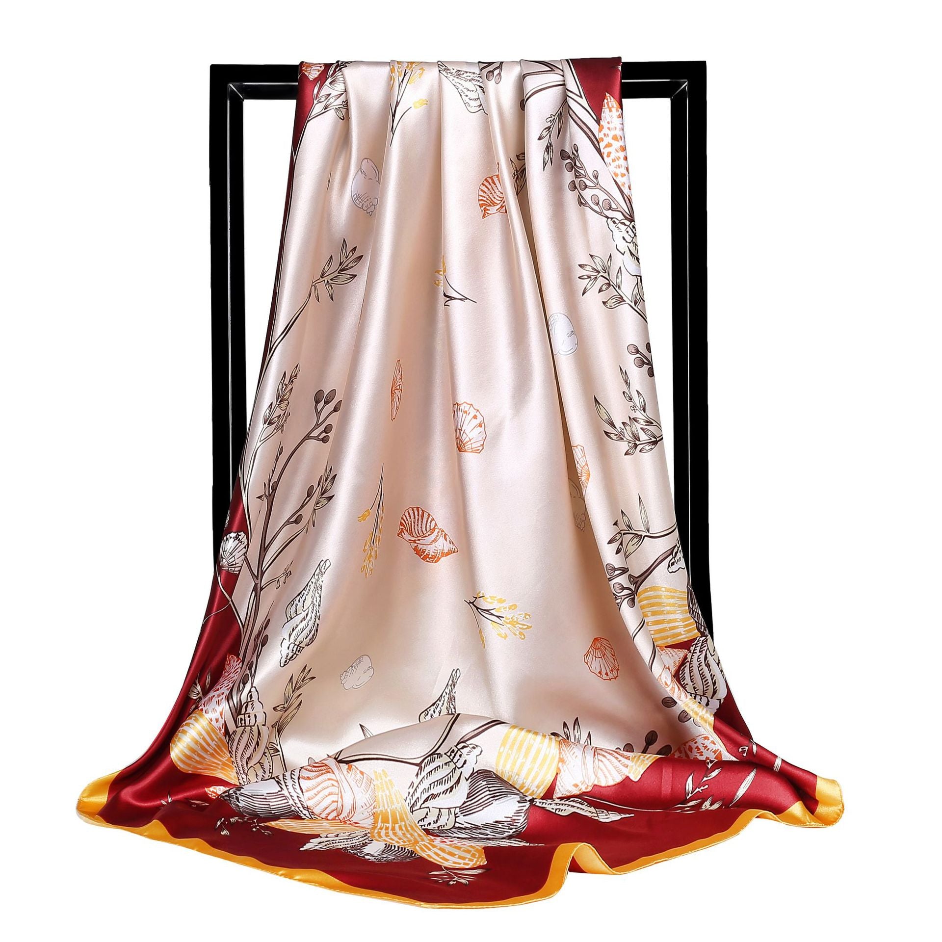 2023 NEW Women Silk Scarf 90CM Square Autumn Foulard Kercheif Oil Paint Printed Flower  Scarves Lady's Neck Hair Band Girl Shawl