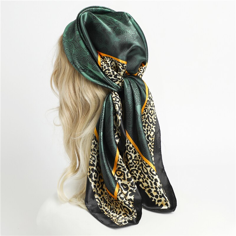 2023 Fashion Silk Square Scarf Soft Neckerchief Flower Print Headscarf