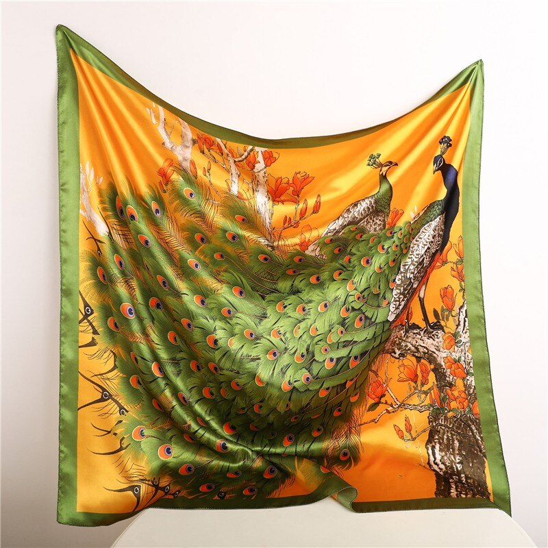 2023 Fashion Silk Square Scarf Soft Neckerchief Flower Print Headscarf