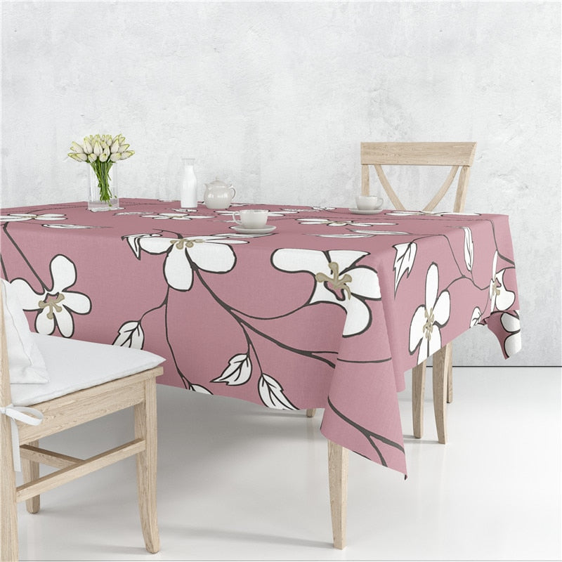 Colourful Branch Flowers Blossom Tablecloth Dustproof Cover Heat Resistant Multiple Sizes