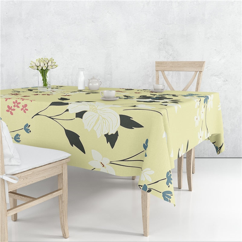 Colourful Branch Flowers Blossom Tablecloth Dustproof Cover Heat Resistant Multiple Sizes