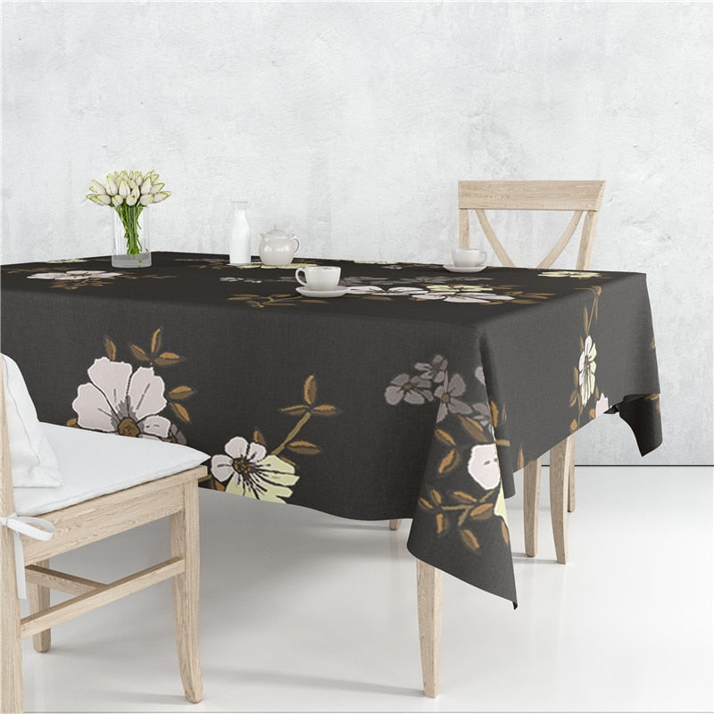 Colourful Branch Flowers Blossom Tablecloth Dustproof Cover Heat Resistant Multiple Sizes