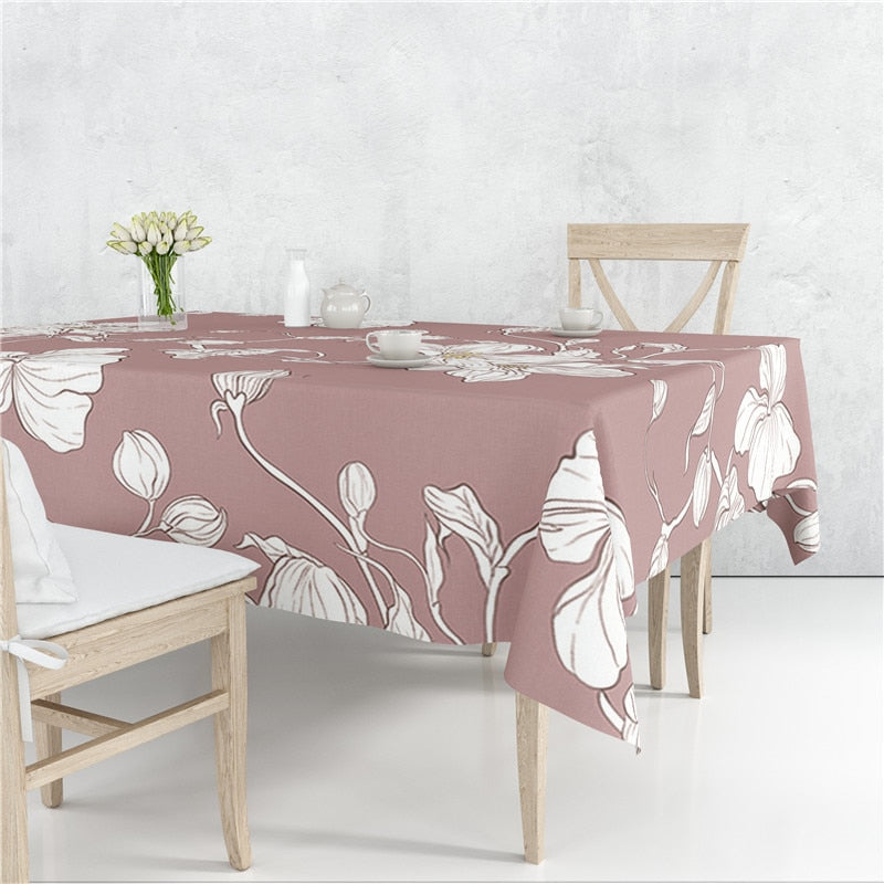 Colourful Branch Flowers Blossom Tablecloth Dustproof Cover Heat Resistant Multiple Sizes
