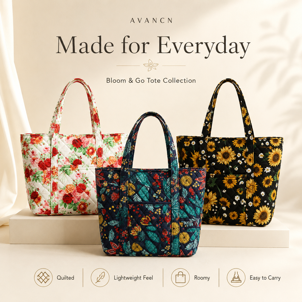 AVANCN Bloomscape Quilted Tote