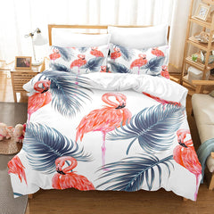 Cotton Cover Set Palm Leaf Bedding Set Flower Tropical Botanical Hawaiian Island Floral Queen King Polyester Quilt Cover