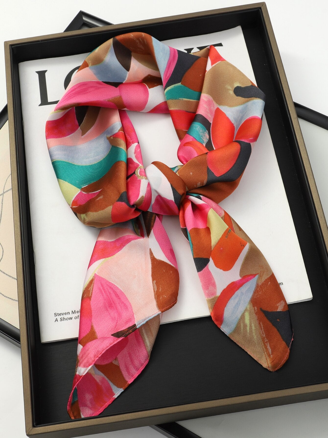 Flower Silk Square Scarf Women Satin Shawl Wrap Female Hair Band Wrist Luxury Headkerchief 70*70cm