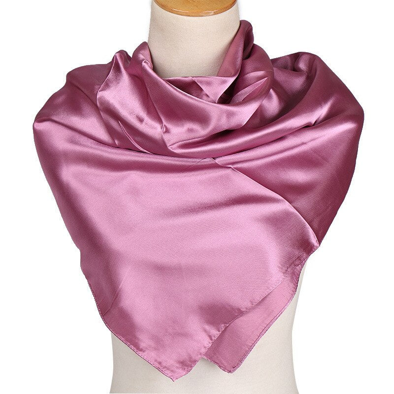 Luxury Silk Scarf Women Satin Solid Color Soft Silk Scarf