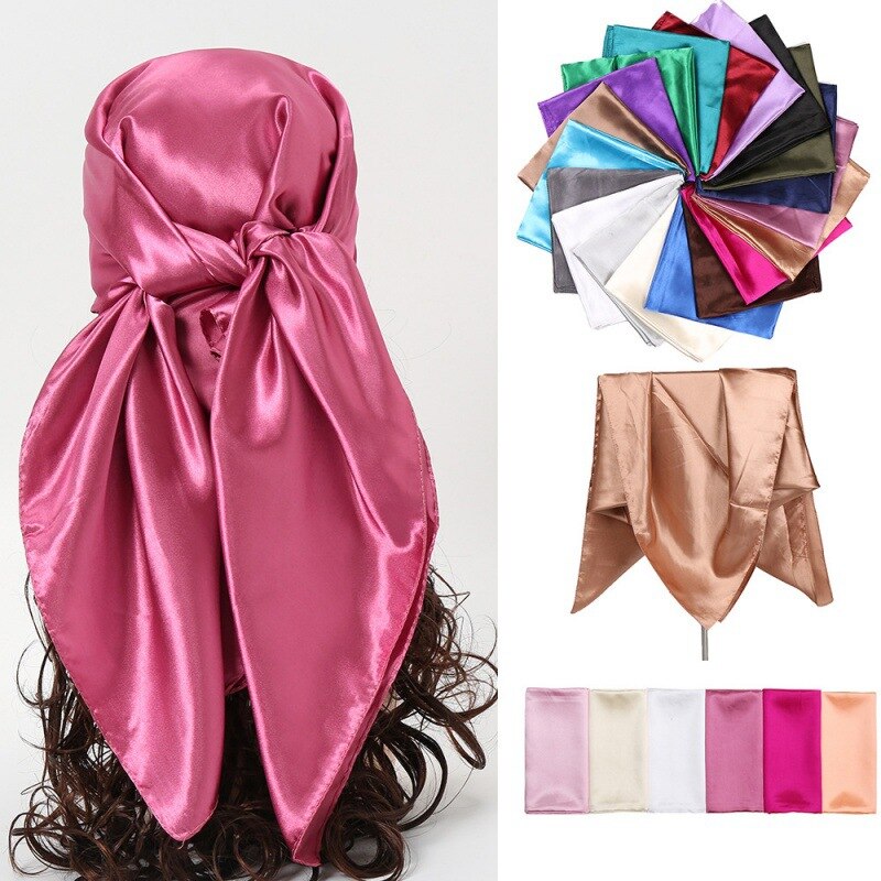 Luxury Silk Scarf Women Satin Solid Color Soft Silk Scarf