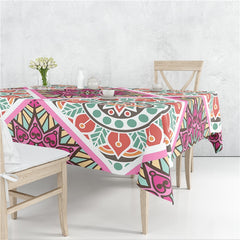 Mandala Floral Patrones Lino Mantel Mesa Cubierta A Prueba De Polvo Resistente Al Calor Cocina Comedor Decoración Múltiples Tamaños