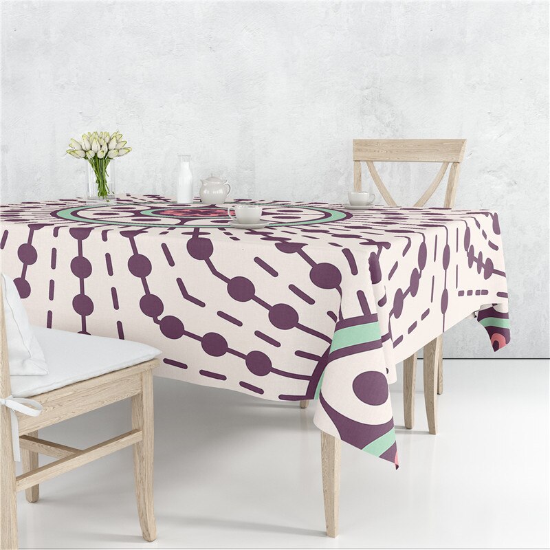 Mandala Floral Patrones Lino Mantel Mesa Cubierta A Prueba De Polvo Resistente Al Calor Cocina Comedor Decoración Múltiples Tamaños
