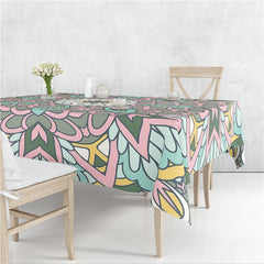 Mandala Floral Patrones Lino Mantel Mesa Cubierta A Prueba De Polvo Resistente Al Calor Cocina Comedor Decoración Múltiples Tamaños