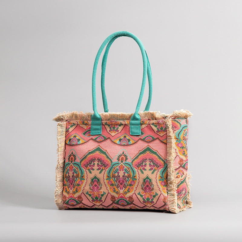 Tote Bag Bohemian Large Size Multi Pocket Shoulder Bag