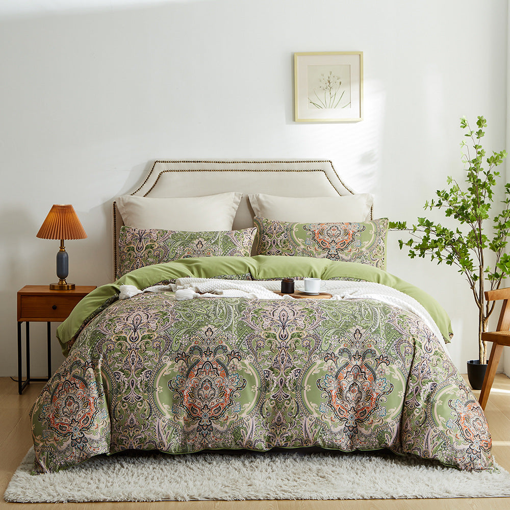 Cotton Comfort Silk Sleep Painted Floral Winter Bedding Set