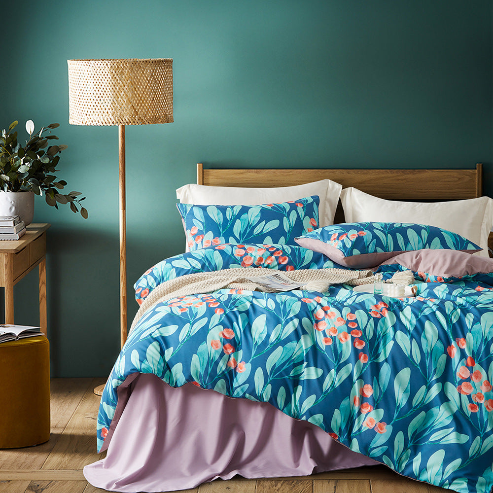 Juego de cama de algodón de lujo Comfort Sleep pintado con flores para otoño/invierno