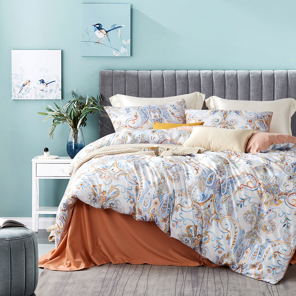 Juego de cama de algodón de lujo Comfort Sleep pintado con flores para otoño/invierno