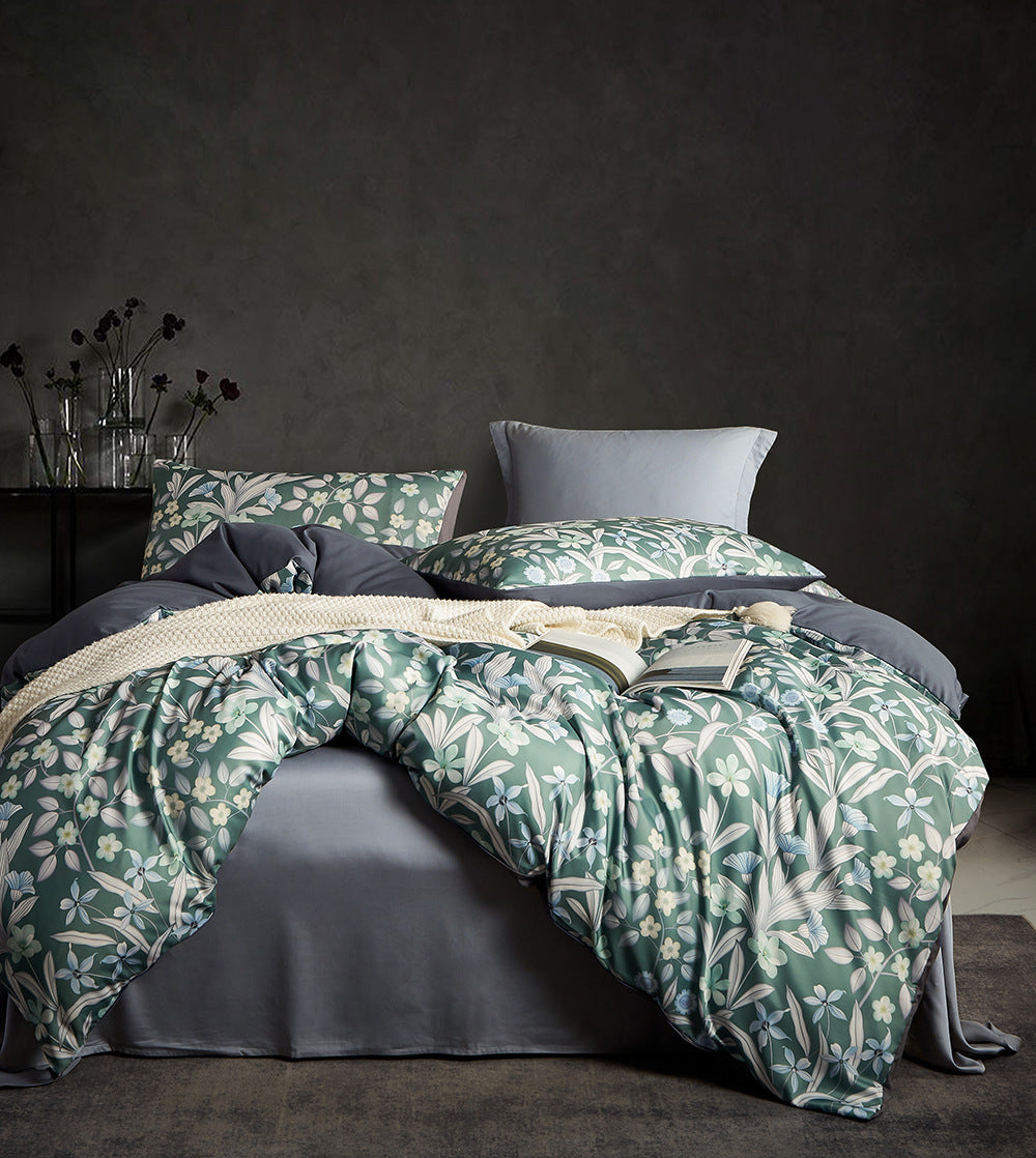 Cotton Comfort Silk Sleep Painted Floral Winter Bedding Set