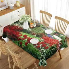 Mantel De Algodón Flores Planta Primavera Tema Comedor Al Aire Libre 