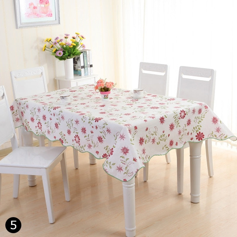 Simple Floral Tablecloth Antifouling Washable Tablecloth Kitchen Holiday Wedding Decoration Rectangular Table Cover Mantel Mesa