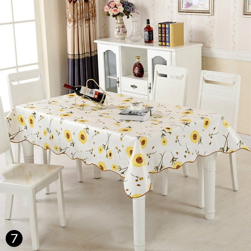 Simple Floral Tablecloth Antifouling Washable Tablecloth Kitchen Holiday Wedding Decoration Rectangular Table Cover Mantel Mesa