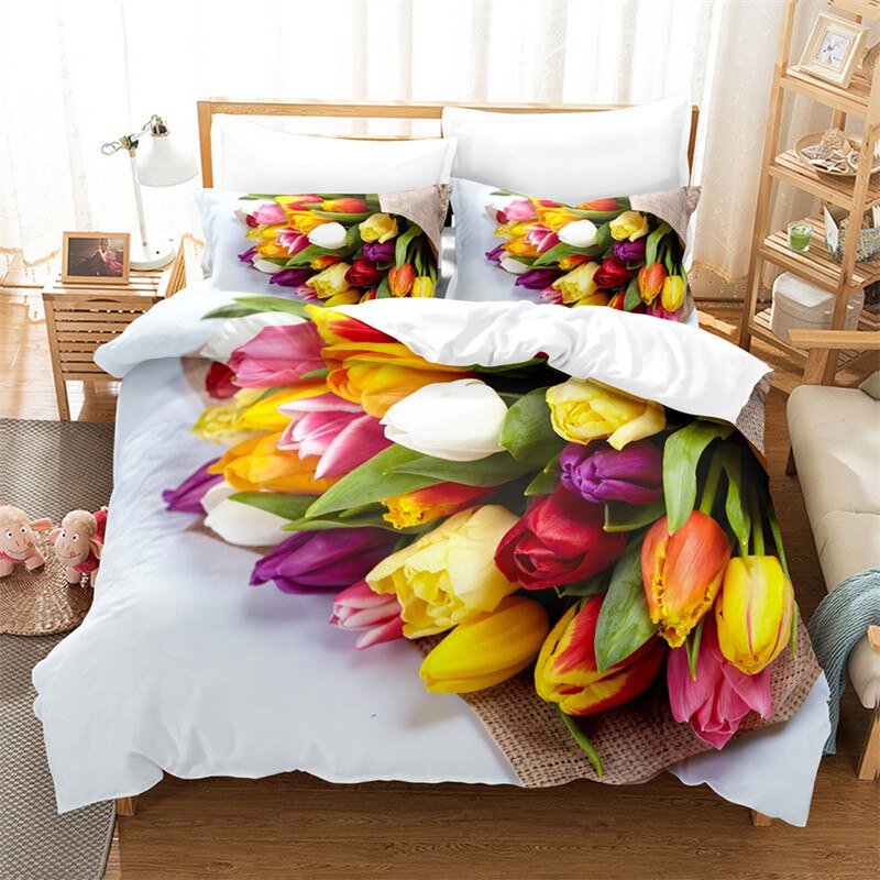 Sunflower Duvet Cover Microfiber Comfort Natural Floral Bedding Set