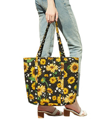 100% Cotton Quilted Tote Bag Sunflower Pattern