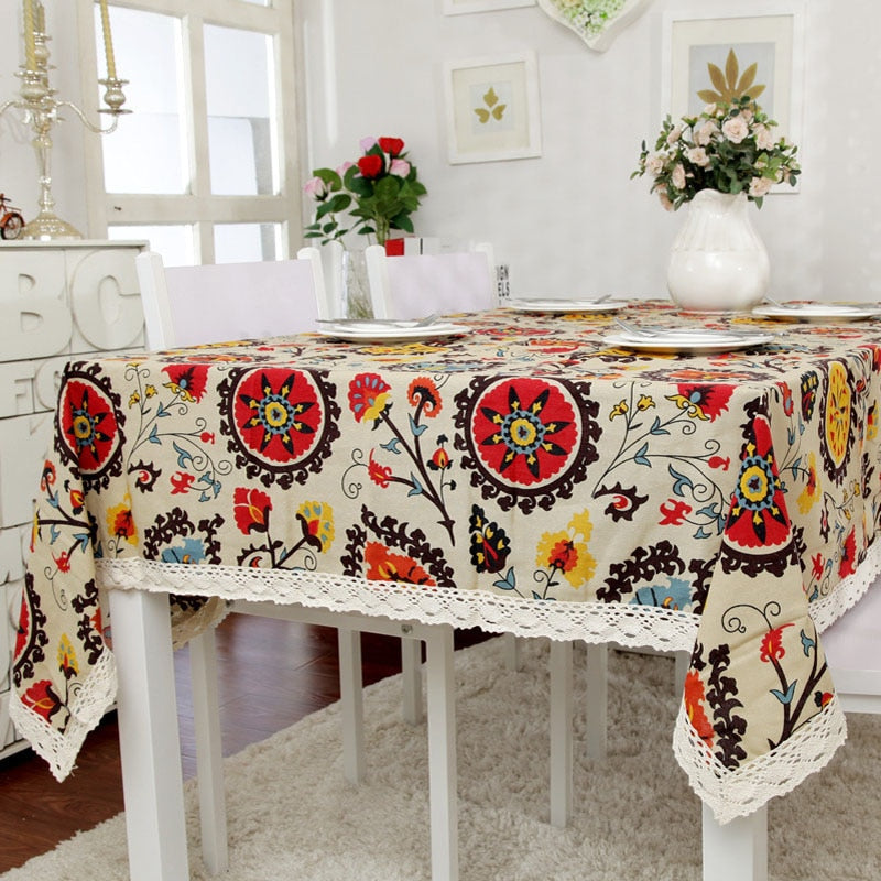 Luxury Bohemian sunflower lace flowers Printed table cover cloth towel kitchen dining coffee tea tablecloth party home decor